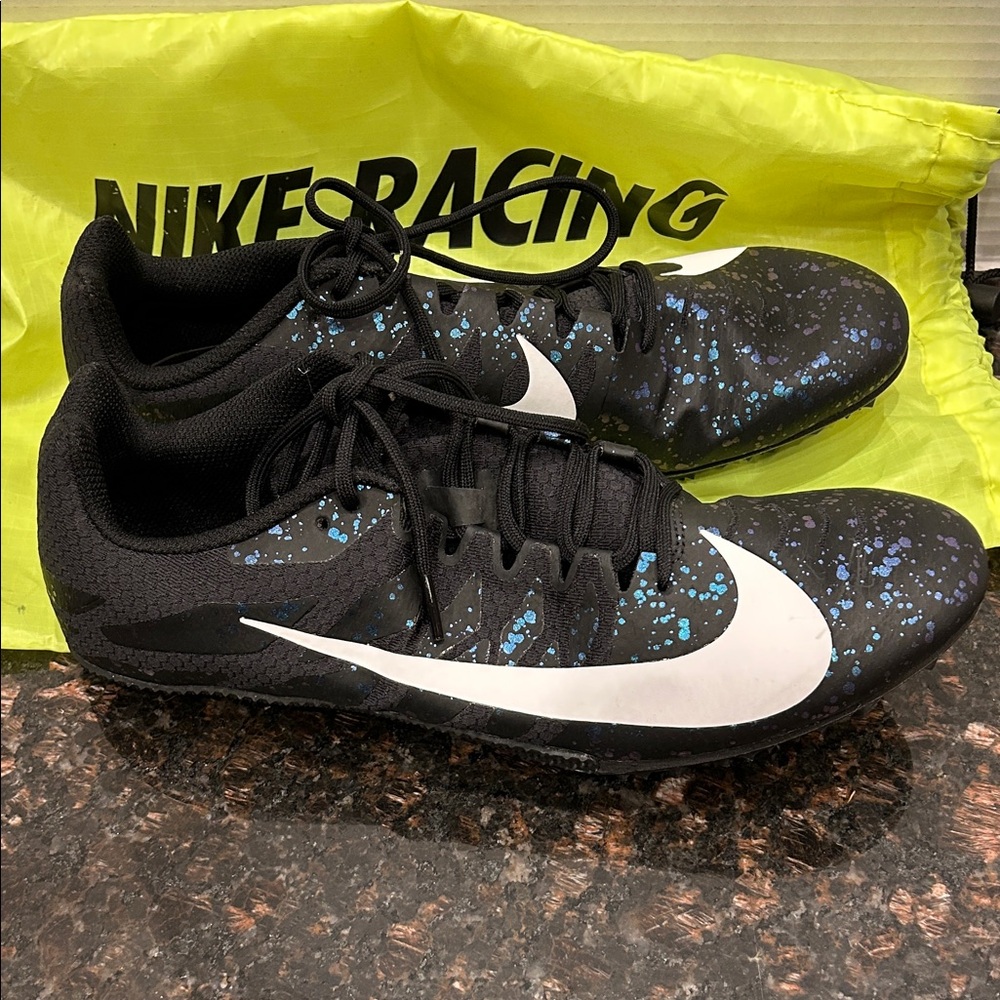 Nike Zoom Rival S Black Indigo Fog Speckle Track Shoes - Mens Sz 12 - Picture 1 of 10